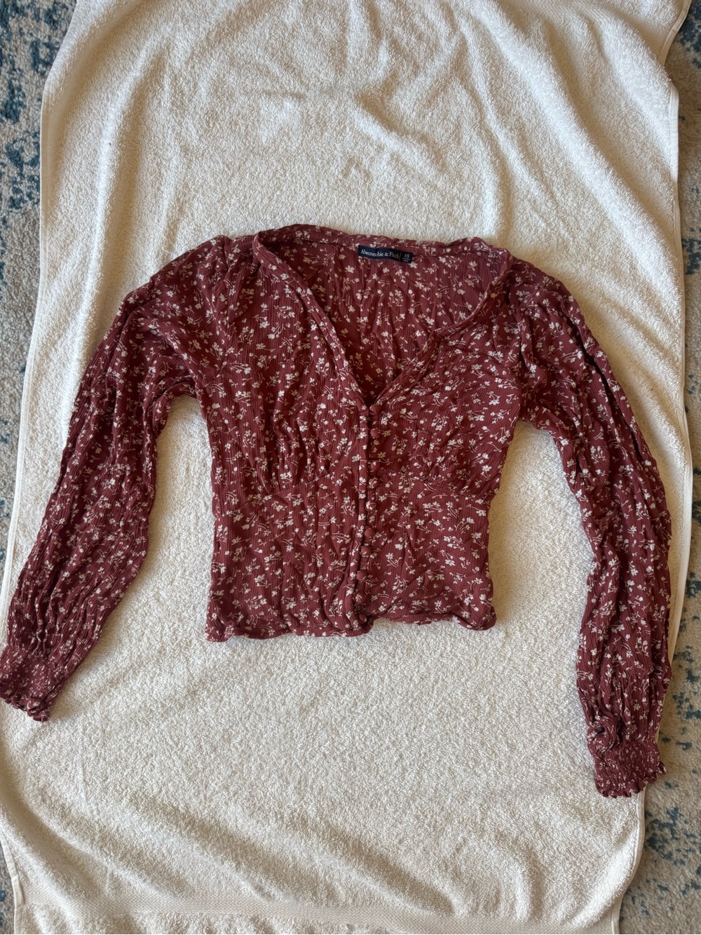 Abercrombie & Fitch Burnt Orange Floral Button-Front Blouse